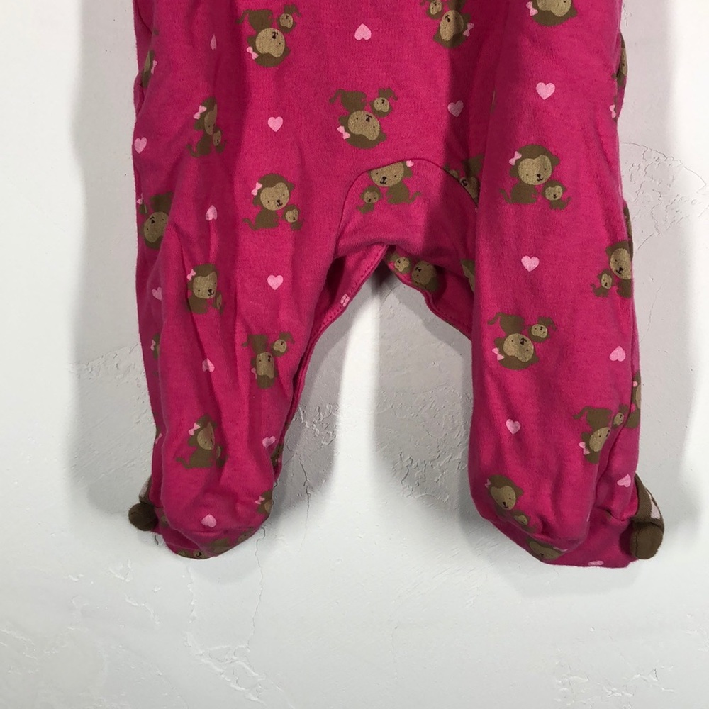 Carter’s pink monkey pajamas size 3-6 months - Picture 9 of 10